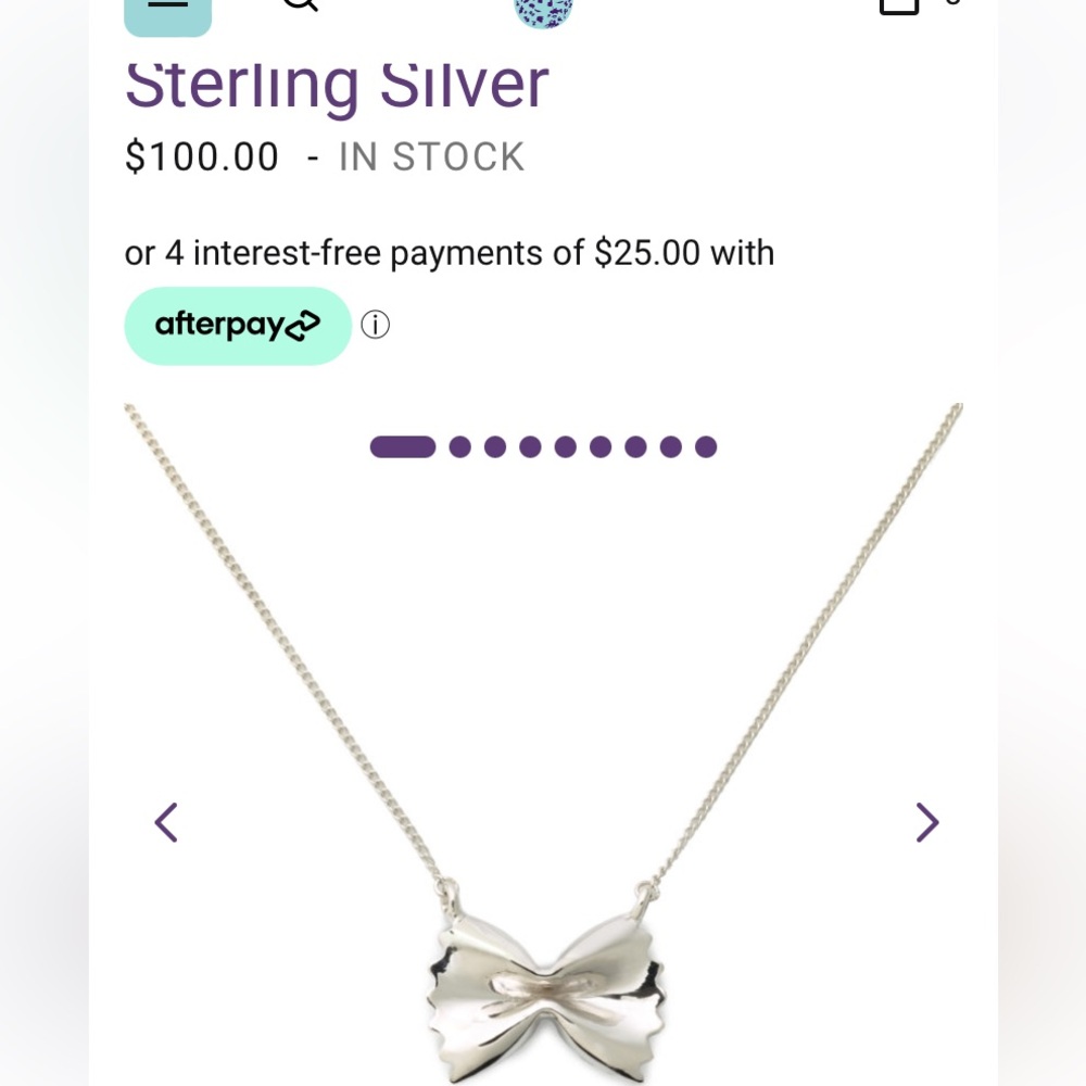 Sterling silver, delicaciesjewelry- bow tie pasta